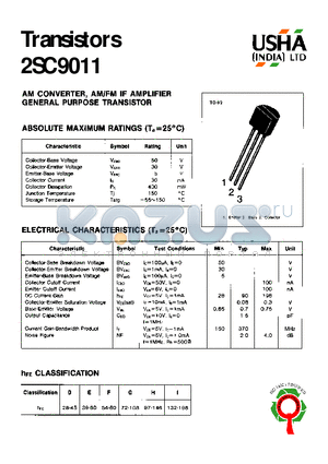 2SC9011 datasheet - AM CONVERTER, AM/FM IF AMPLIFIER GENERAL PURPOSE TRANSISTOR