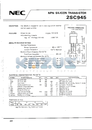 2SC945R datasheet - NPN Silicon Transistor(AF amplifier and low speed switching)