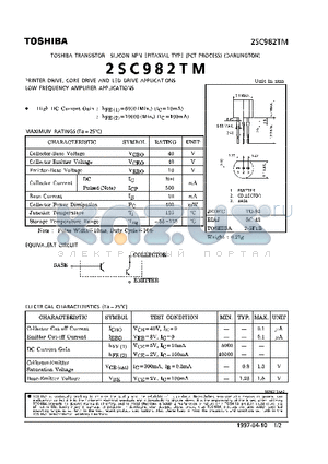 2SC982 datasheet - NPN EPITAXIAL TYPE (PRINTER DRIVE, CORE DRIVER AND LED DRIVE, LOW FREQUENCY AMPLIFIER APPLICATIONS)