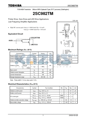 2SC982TM_03 datasheet - Printer Drive, Core Drive and LED Drive Applications Low Frequency Amplifier Applications