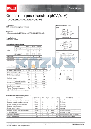 2SCR523M datasheet - General purpose transistor(50V,0.1A)