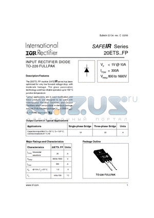 20ETS12FP datasheet - SURFACE MOUNTABLE INPUT RECTIFIER DIODE