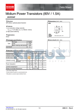 2SCR554P datasheet - Midium Power Transistors (80V / 1.5A)