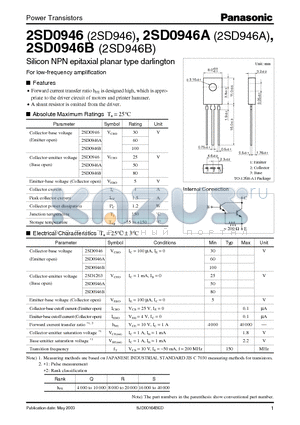 2SD0946A datasheet - For Low-Frequency Amplification