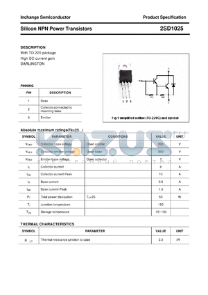2SD1025 datasheet - Silicon NPN Power Transistors