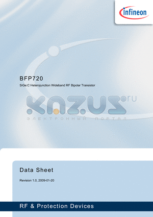 BFP720 datasheet - C Heterojunction Wideband RF Bipolar Transistor