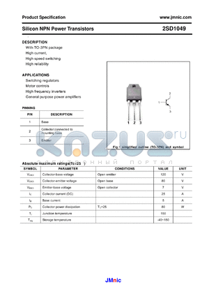 2SD1049 datasheet - Silicon NPN Power Transistors