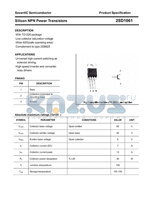 2SD1061 datasheet - Silicon NPN Power Transistors