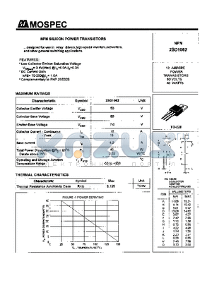 2SD1062 datasheet - POWER TRANSISTORS(12A,50V,40W)