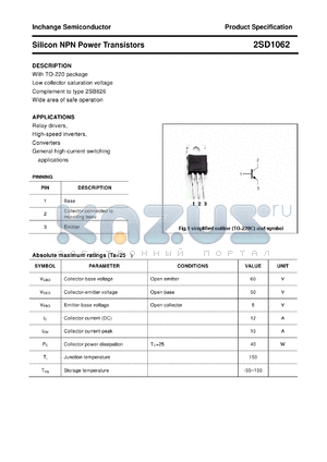 2SD1062 datasheet - Silicon NPN Power Transistors