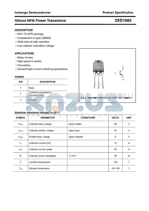 2SD1065 datasheet - Silicon NPN Power Transistors