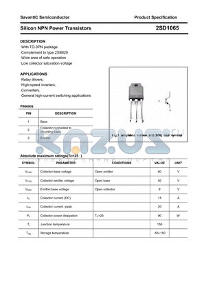 2SD1065 datasheet - Silicon NPN Power Transistors