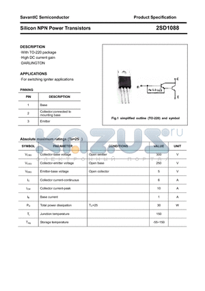 2SD1088 datasheet - Silicon NPN Power Transistors