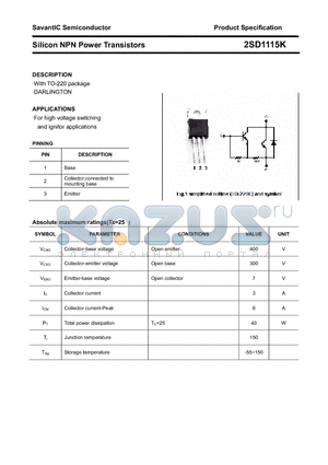 2SD1115K datasheet - Silicon NPN Power Transistors