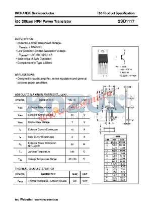 2SD1117 datasheet - isc Silicon NPN Power Transistor