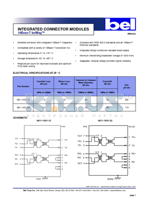 0811-1XX1-22 datasheet - INTEGRATED CONNECTOR MODULES 10Base-T belMag