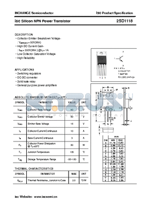 2SD1118 datasheet - isc Silicon NPN Power Transistor