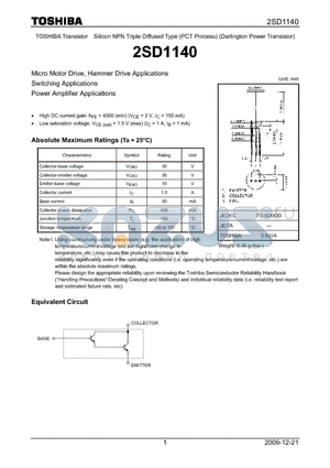 2SD1140_09 datasheet - Micro Motor Drive, Hammer Drive Applications