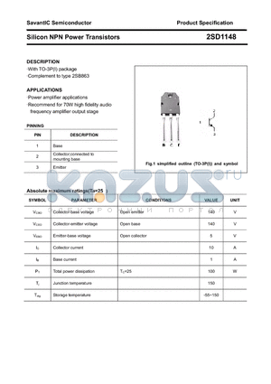 2SD1148 datasheet - Silicon NPN Power Transistors