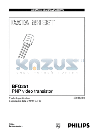 BFQ251 datasheet - PNP video transistor