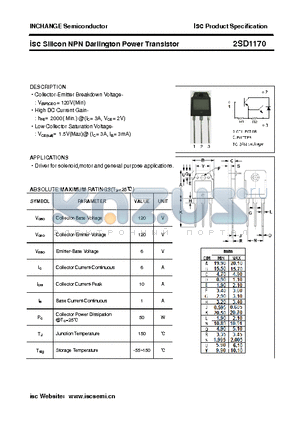 2SD1170 datasheet - isc Silicon NPN Darlington Power Transistor