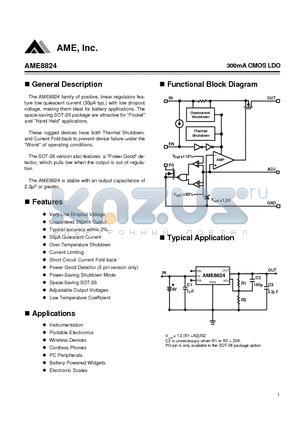 AME8824AEEYL datasheet - 300mA CMOS LDO