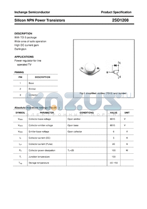 2SD1208 datasheet - Silicon NPN Power Transistors