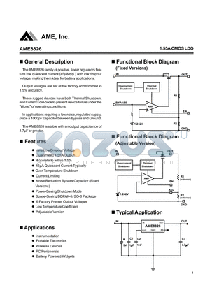 AME8826AEDV180 datasheet - 1.55A CMOS LDO