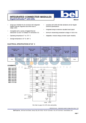 0821-1C1T-43 datasheet - INTEGRATED CONNECTOR MODULES BM02835 Gigabit belCombo with LEDs