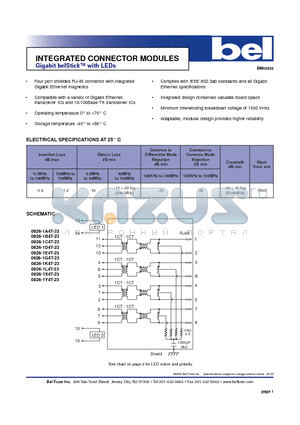 0826-1C4T-23 datasheet - INTEGRATED CONNECTOR MODULES BM02830 Gigabit belStick with LEDs