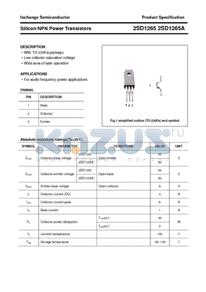 2SD1265A datasheet - Silicon NPN Power Transistors