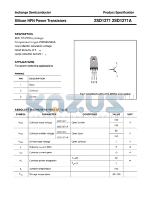 2SD1271A datasheet - Silicon NPN Power Transistors