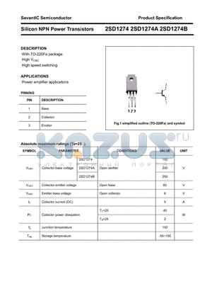 2SD1274 datasheet - Silicon NPN Power Transistors