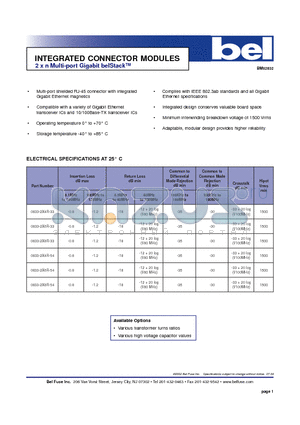 0833-2X6R-54 datasheet - INTEGRATED CONNECTOR MODULES 2 x n Multi-port Gigabit belStack