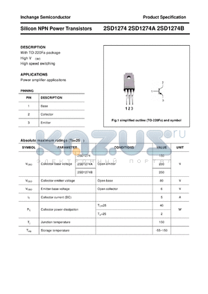 2SD1274B datasheet - Silicon NPN Power Transistors