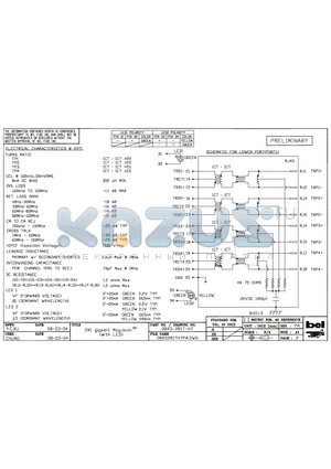 0845-2R1T-H7 datasheet - 2 X 1 gigabit Magjack(withLED)