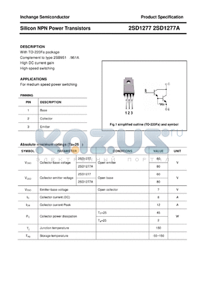 2SD1277A datasheet - Silicon NPN Power Transistors