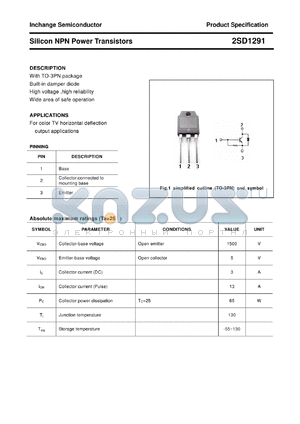 2SD1291 datasheet - Silicon NPN Power Transistors