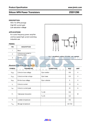 2SD1296 datasheet - Silicon NPN Power Transistors