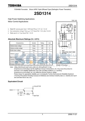 2SD1314_06 datasheet - High Power Switching Applications