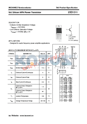 2SD1311 datasheet - isc Silicon NPN Power Transistor