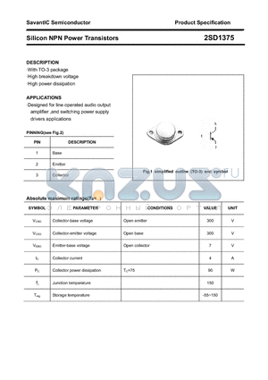 2SD1375 datasheet - Silicon NPN Power Transistors