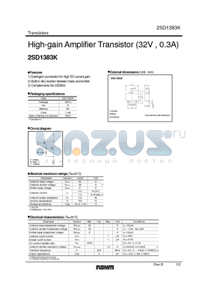 2SD1383K_1 datasheet - High-gain Amplifier Transistor (32V , 0.3A)
