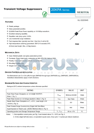 20KPA24CA datasheet - Transient Voltage Suppressors