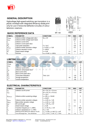 2SD1403 datasheet - Silicon Diffused Power Transistor(GENERAL DESCRIPTION)