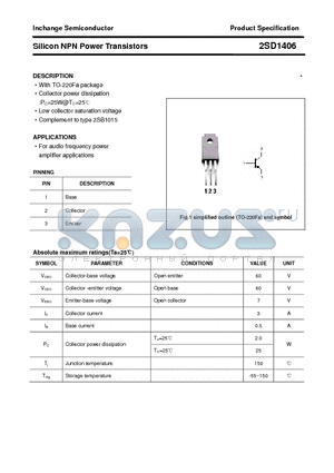 2SD1406 datasheet - Silicon NPN Power Transistors