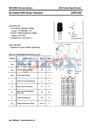 2SD1408 datasheet - isc Silicon NPN Power Transistor
