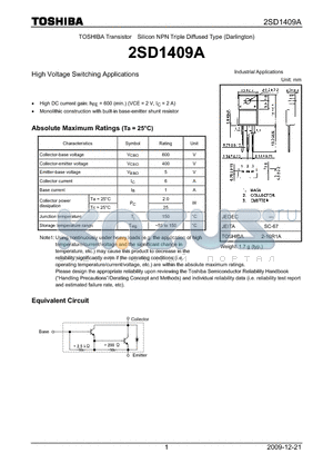 2SD1409A_09 datasheet - High Voltage Switching Applications