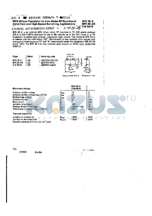BFR35 datasheet - NPN SILICON TRANSISTOR FOR LOW-NOISE RF BROADBAND AMPLIFIERS AND HIGH-SPEED SWITCHING APPLICATIONS