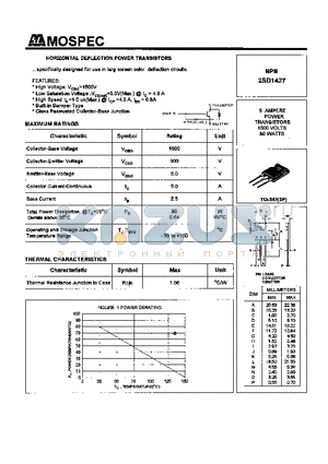 2SD1427 datasheet - HORIZONTAL DEFLECTION POWER TRANSISTOR